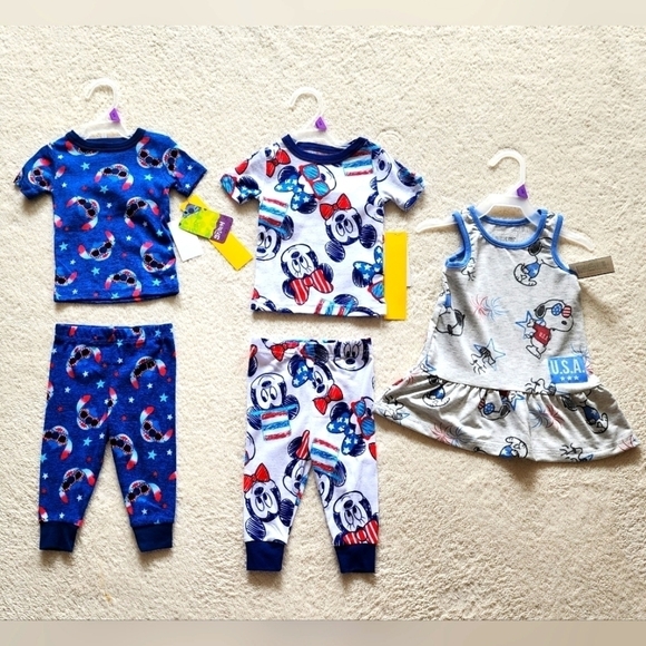 Other - New baby girl summer clothes bundle of Snoopy dress and Disney pajamas size 12 m